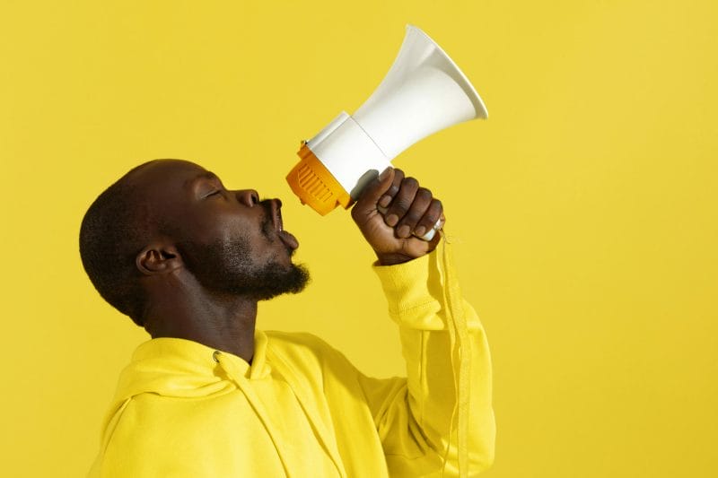 man using microphone