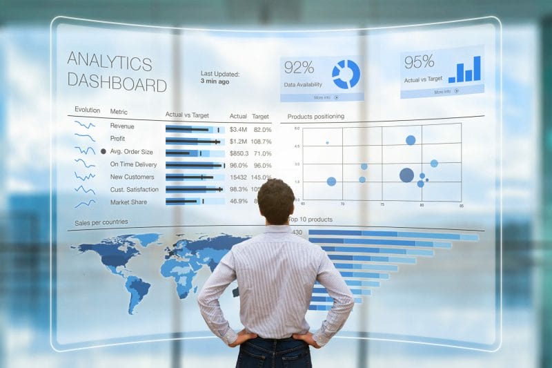 man looking at analytics dashboard